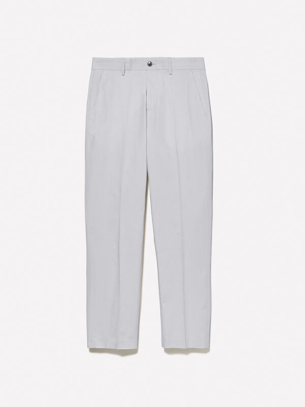 Cream white slim comfort fit trousers - men's slim fit trousers | Sisley