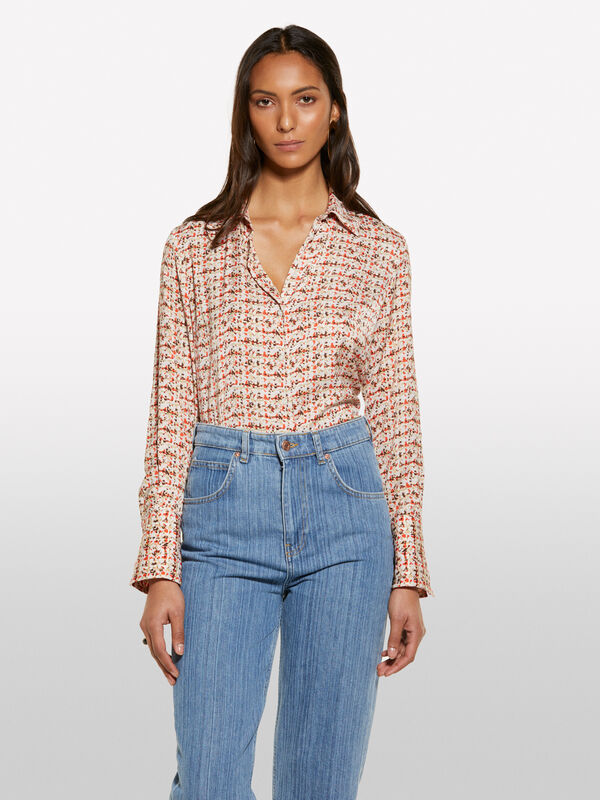 Pink printed satin shirt - women's shirts | Sisley