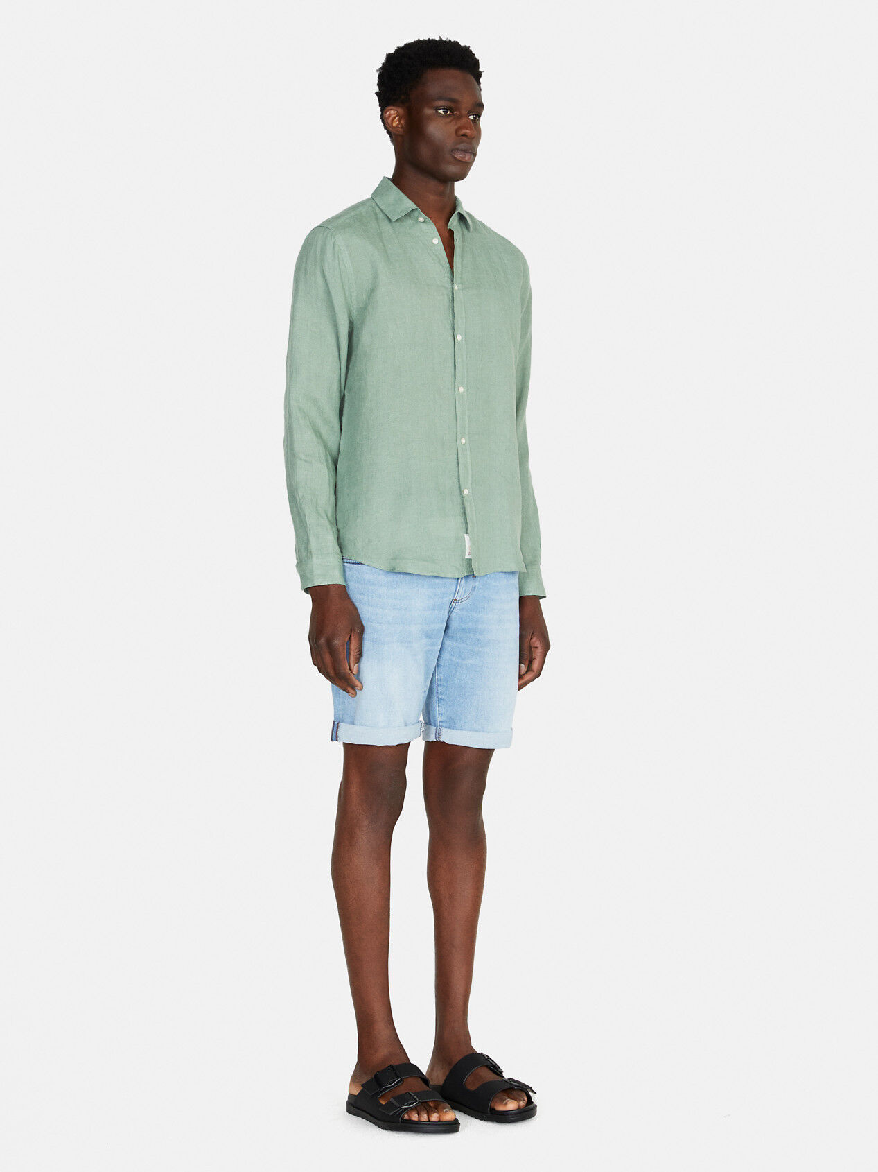 100 linen shirt Light Green Sisley