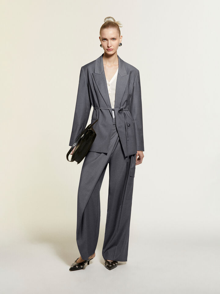 Gray blazer with buckle - women's blazers - Dark Gray | Sisley image number 7