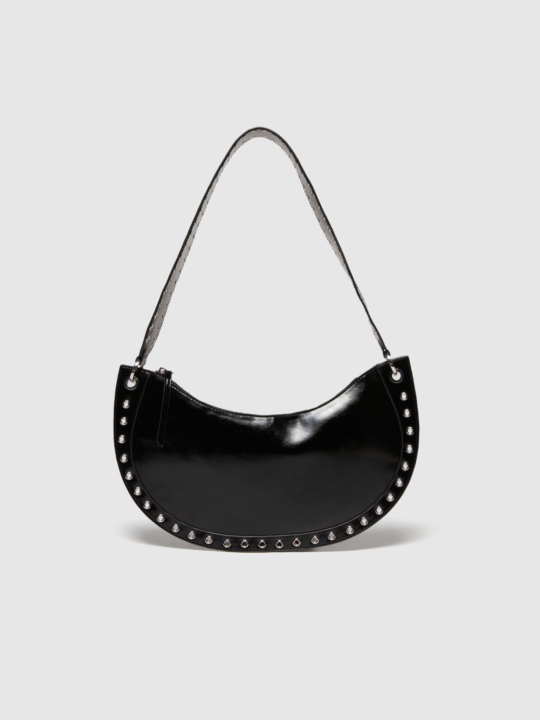 Glossy shoulder bag, Black - Sisley