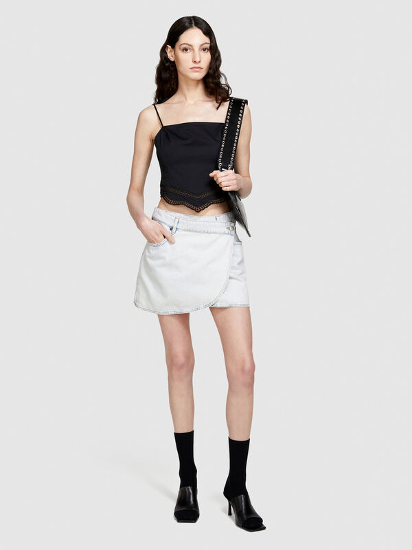 Satin top with embroidery - women's tops | Sisley