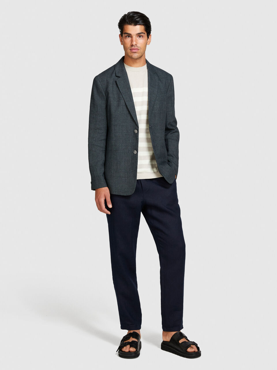 Single-breasted blazer in linen blend Men image number null
