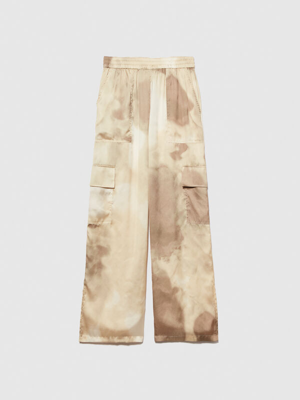 Printed satin cargos - women's regular fit trousers | Sisley