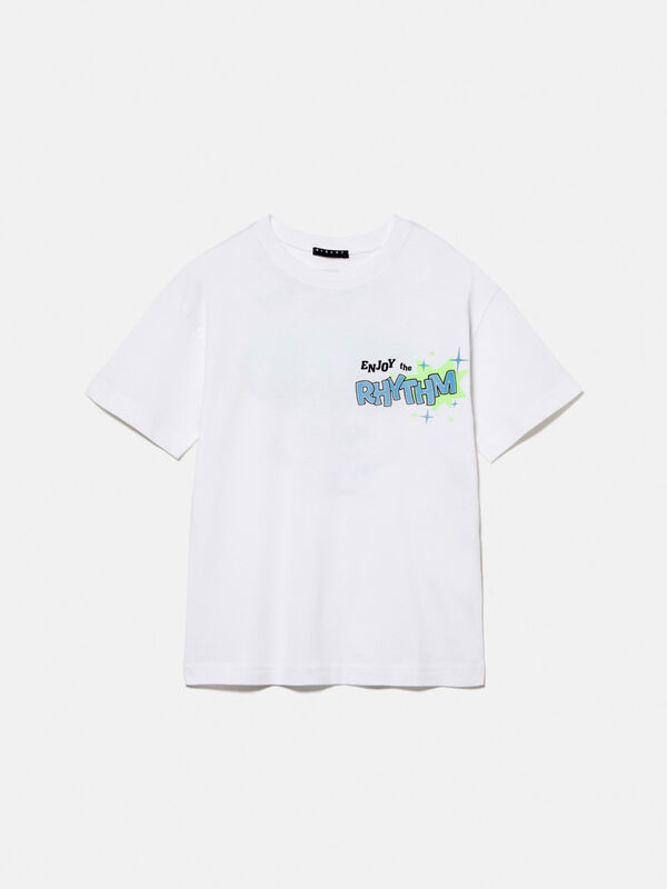 T-shirt with print and neon detail - boys' short sleeve t-shirts | Sisley Young