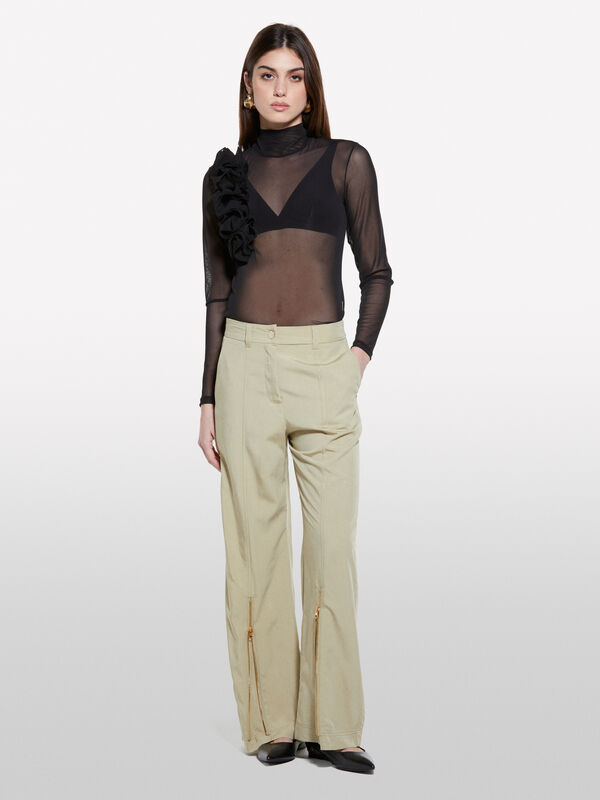 Military palazzo trousers with zipper - women's palazzo trousers | Sisley