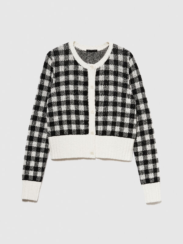 Vichy print cardigan - women's cardigans | Sisley