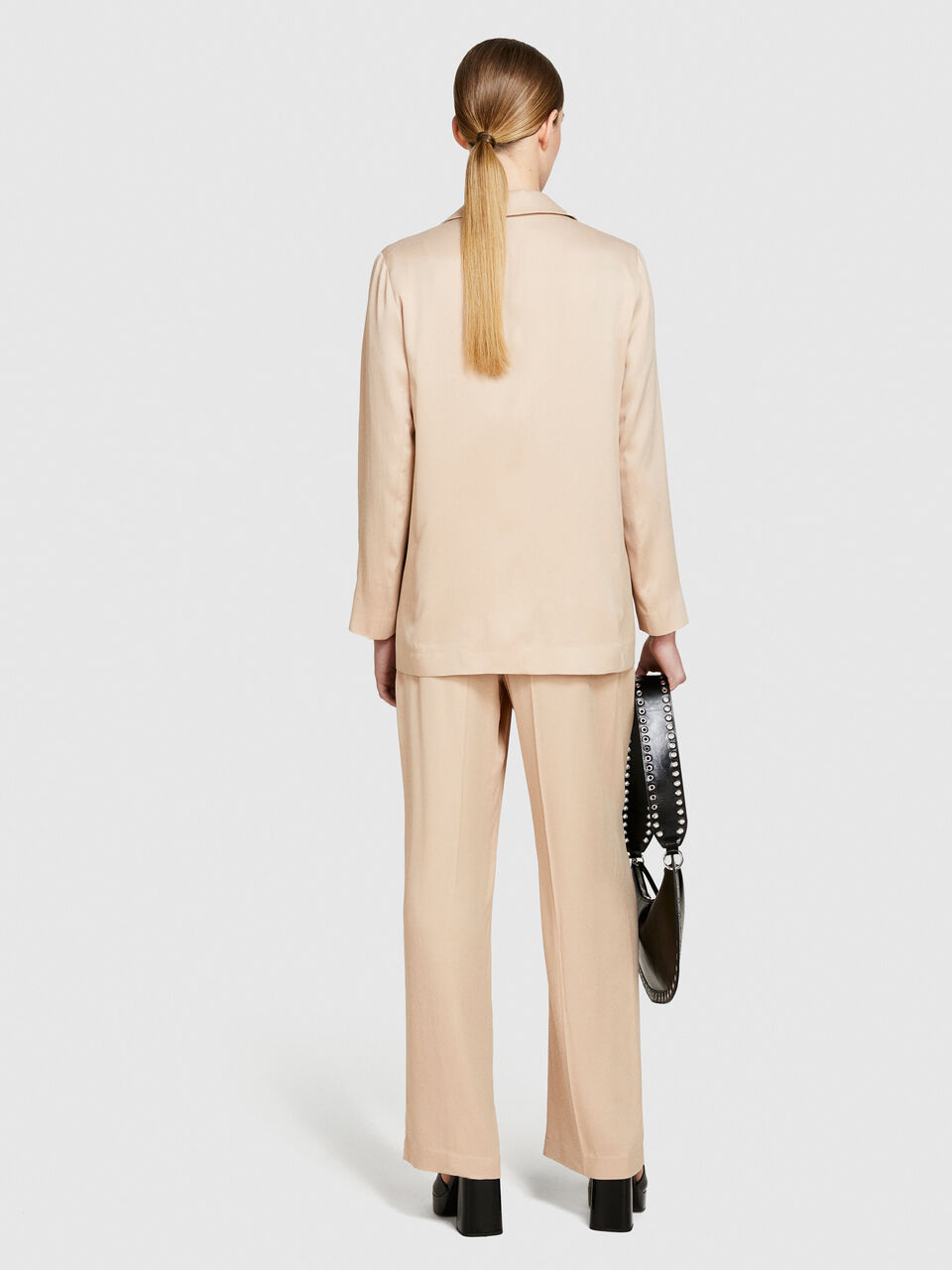 Single-breasted satin blazer Women image number null