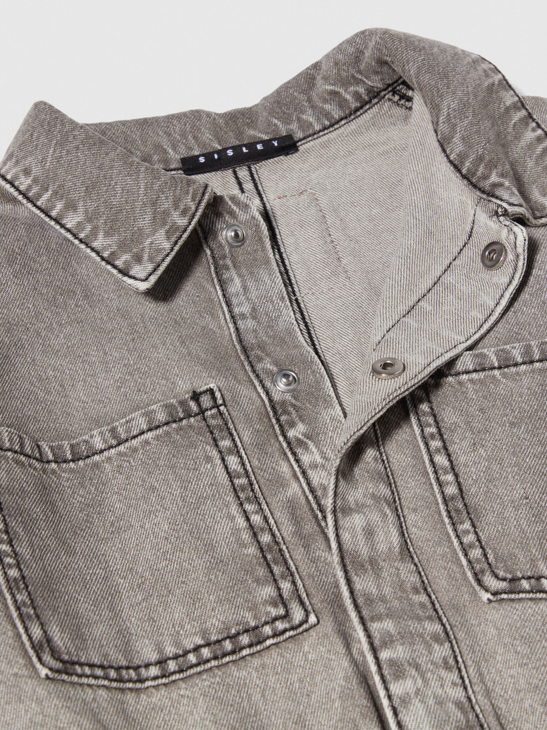 Denim dress with tears, Light Gray - Sisley