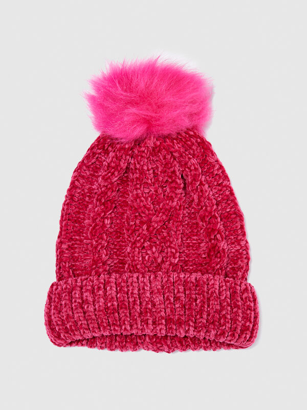 Chenille hat with pom pom - girls' accessories | Sisley Young