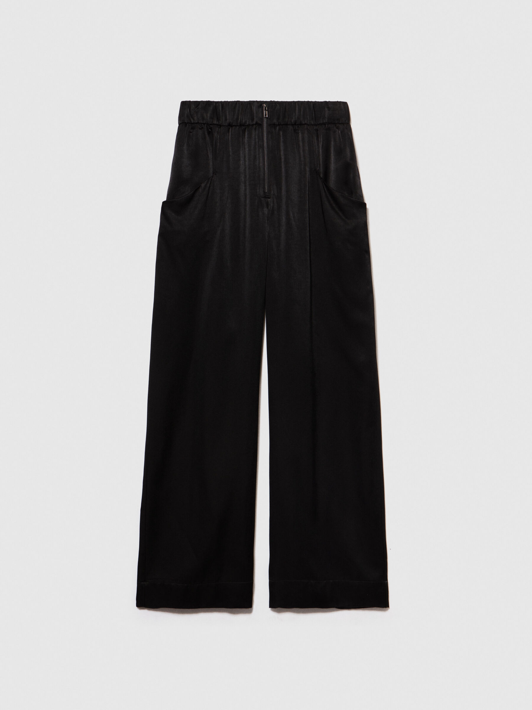 Satin pants, Black - Sisley