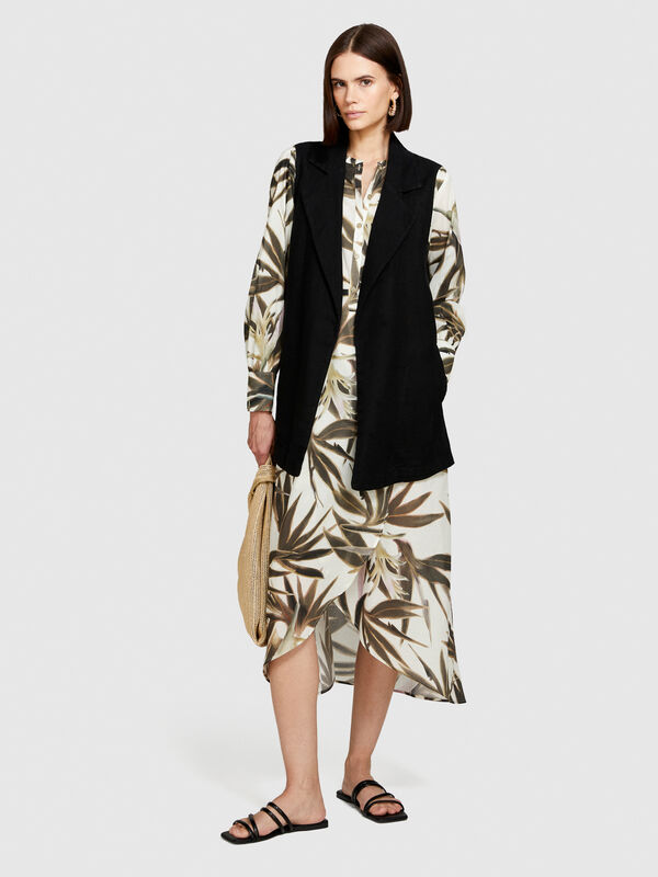 100% linen open vest - women's vests and sleeveless jackets | Sisley