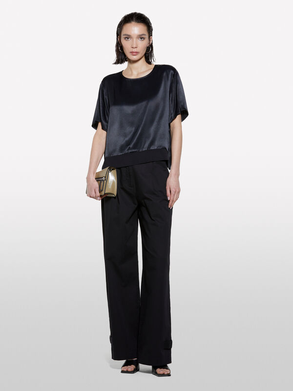 Black satin blouse - women's blouses | Sisley