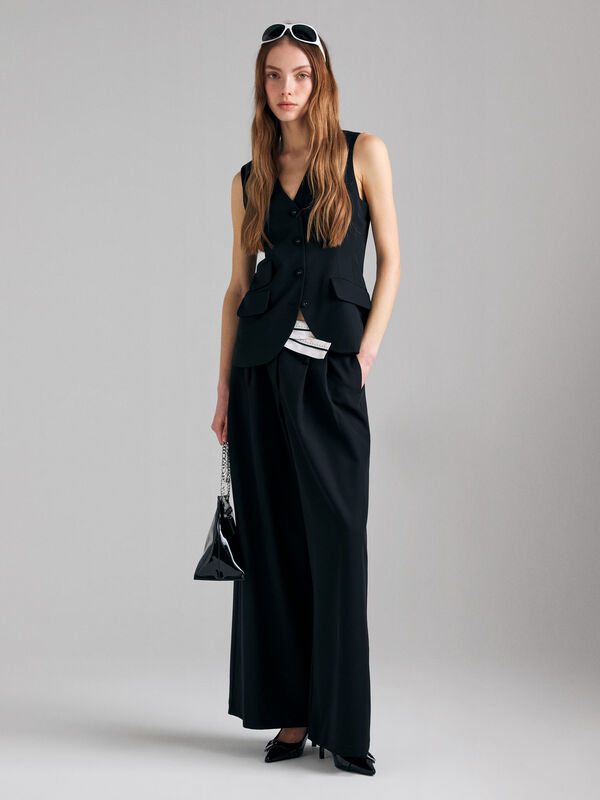 Contrast trousers - women's palazzo trousers | Sisley