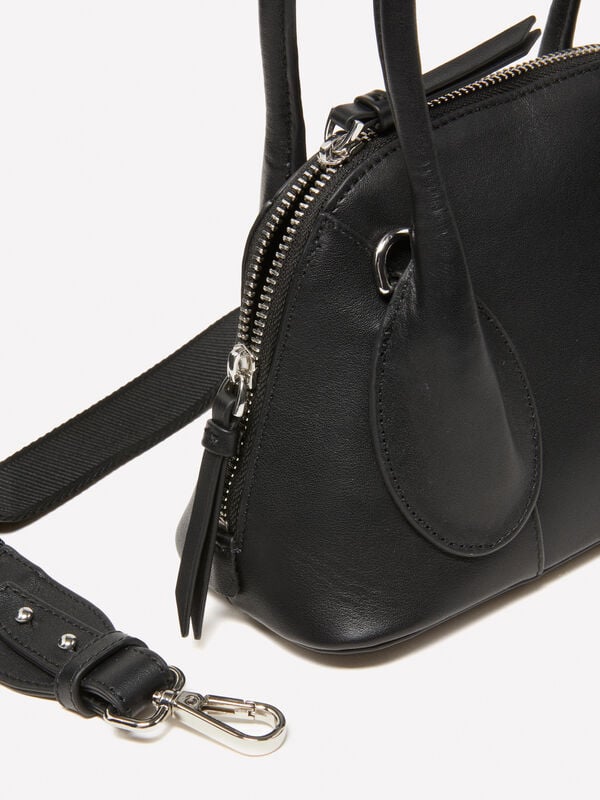 Black leather crossbody bag - women's shoulder and crossbody bags | Sisley