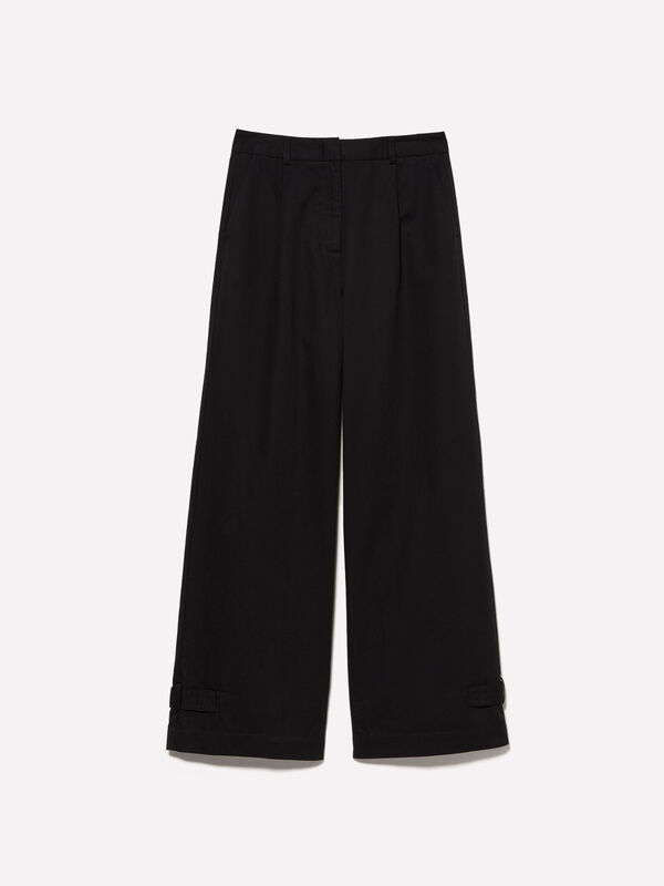 Black relaxed fit trousers - women's palazzo trousers | Sisley