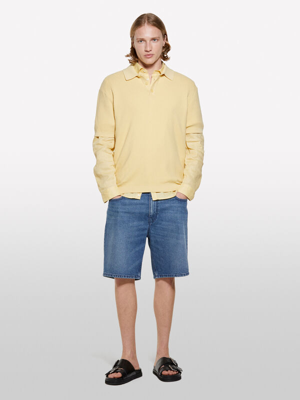 Yellow knit polo - men's polos | Sisley