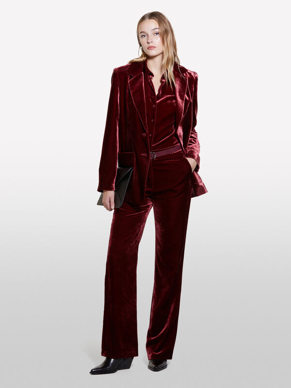 Burgundy velvet blazer - women's blazers | Sisley