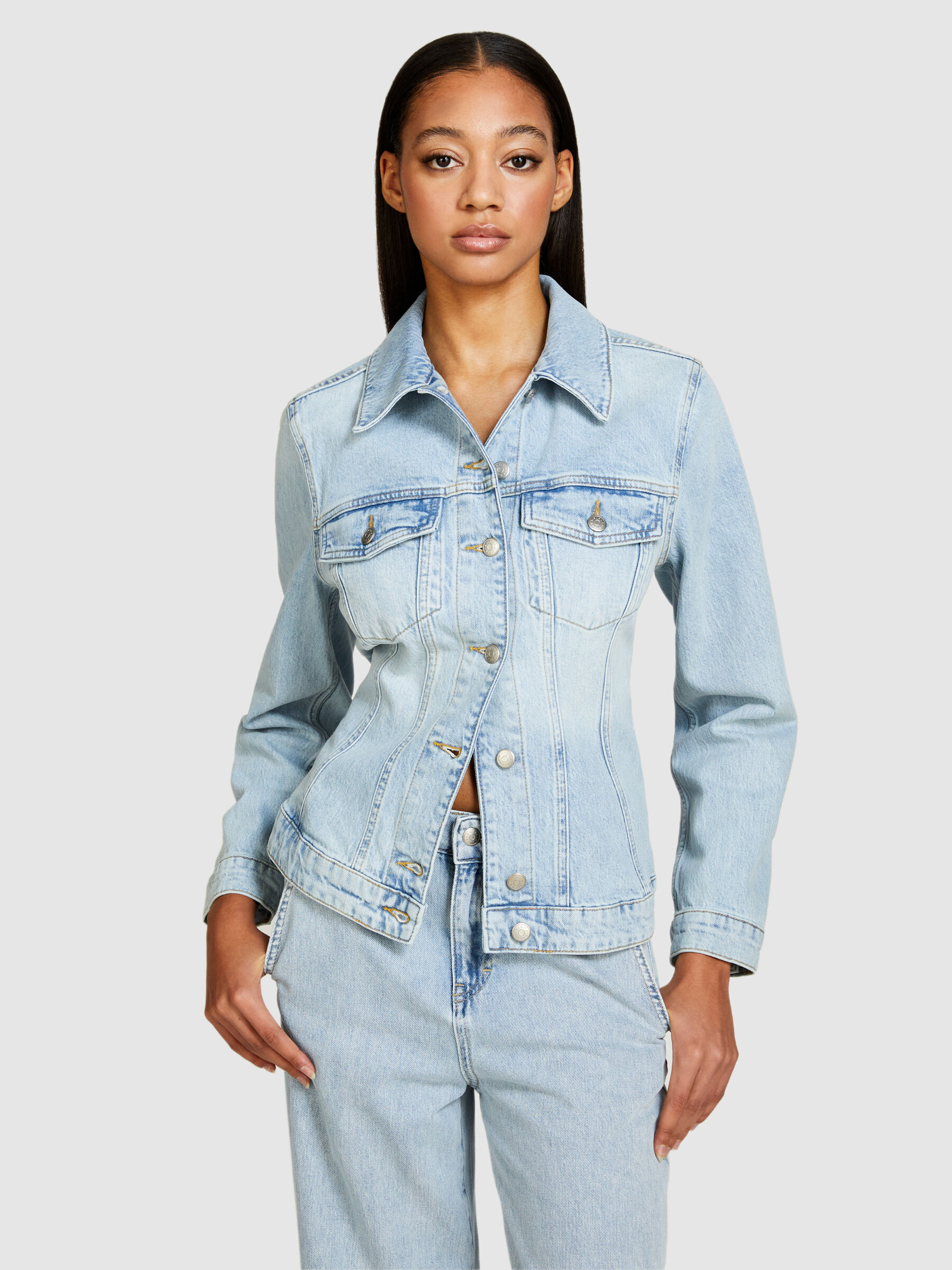 Slim fit denim jacket Light Blue Sisley