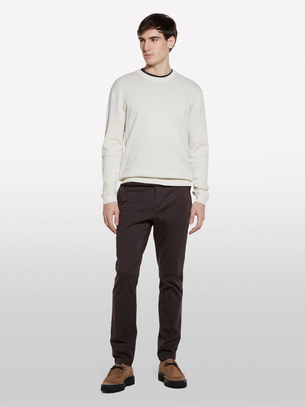 Brown slim fit chinos  - men's chino trousers | Sisley