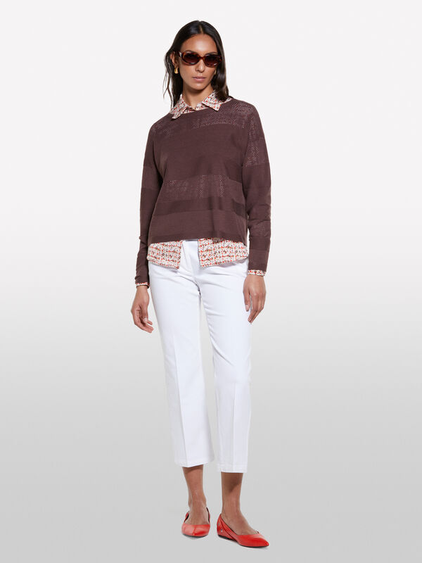 Brown boat neck sweater - women's boat neck sweaters | Sisley
