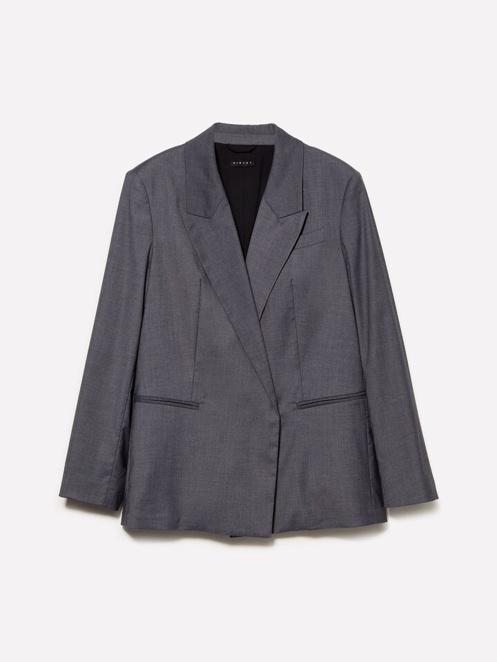 Gray blazer with buckle - women's blazers - Dark Gray | Sisley image number 5