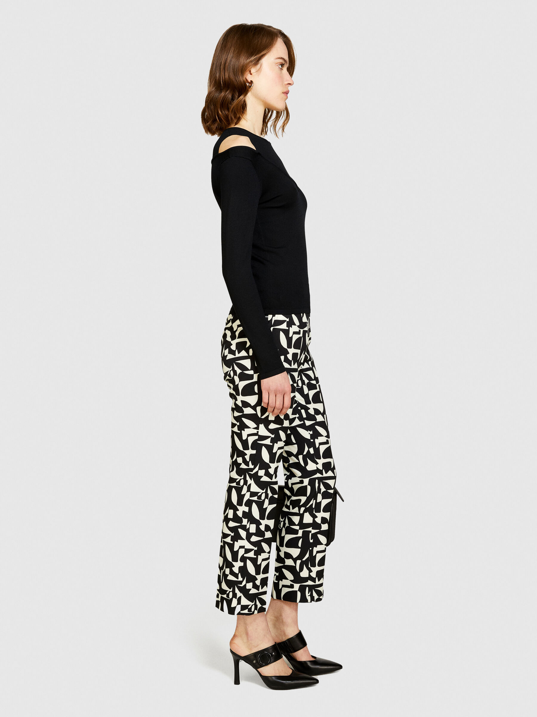Sweater with porthole, Black - Sisley