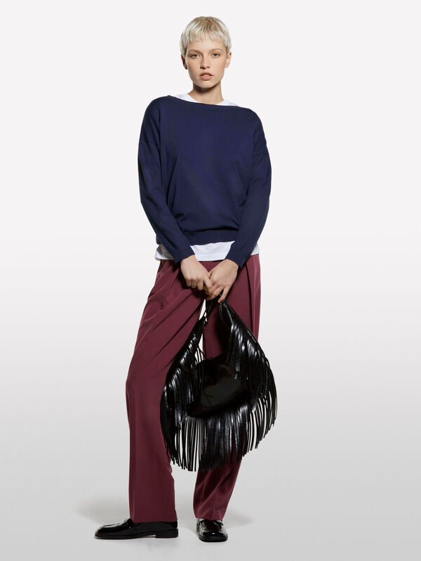 Navy blue boat neck top - women's boat neck sweaters | Sisley