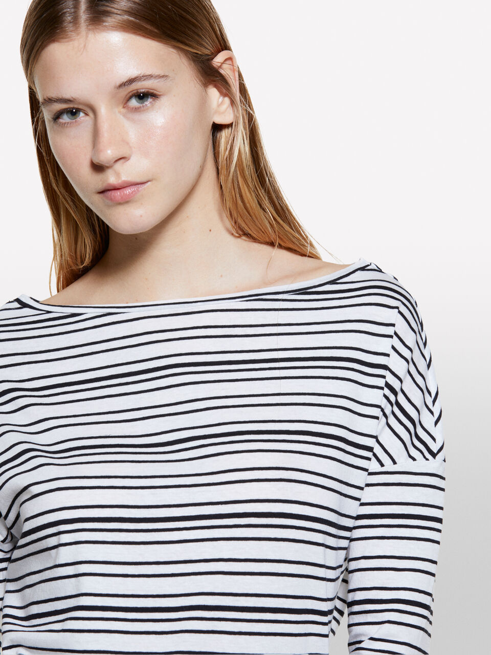 Striped t-shirt with boat neck Women image number null