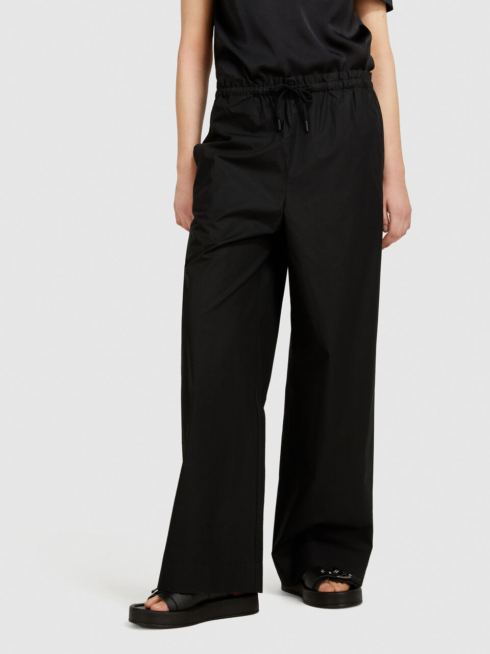 Flared trousers with drawstring Women image number null