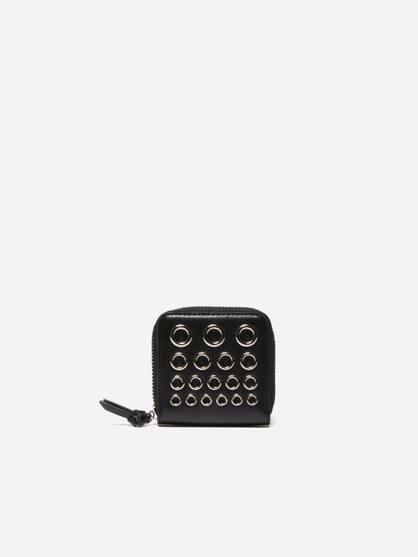 Black small coin purse with eyelets - women's wallets | Sisley