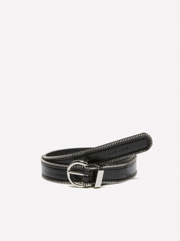 Black belt with zipper - women's belts | Sisley