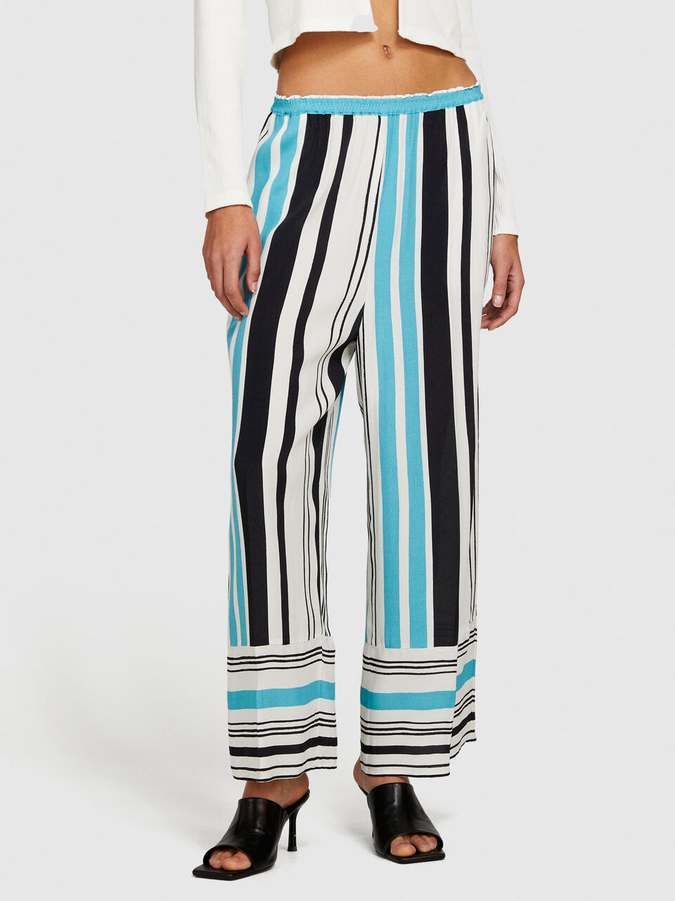 Printed satin trousers Women image number null