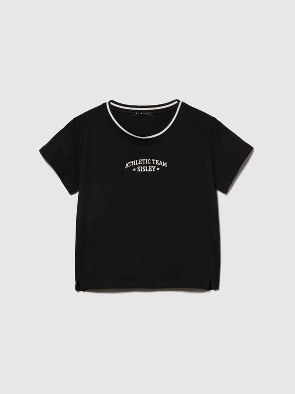 T-shirt with embroidery - girls' short sleeve t-shirts | Sisley Young
