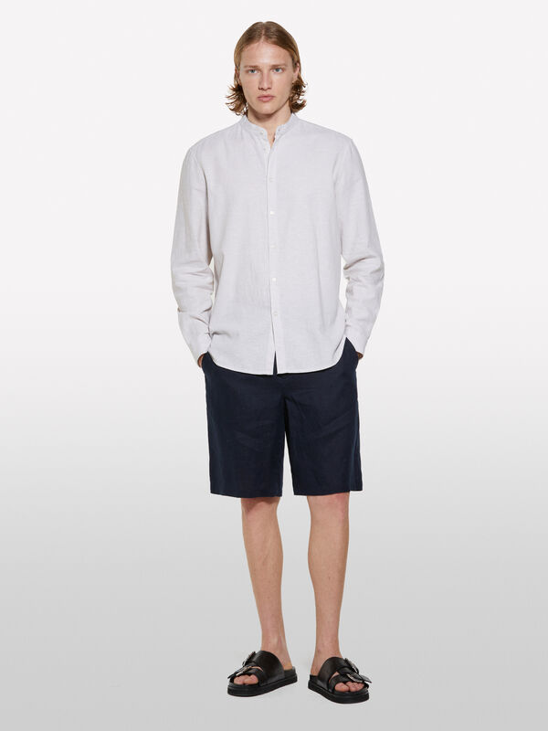 Beige Mandarin collar shirt - men's regular fit shirts | Sisley