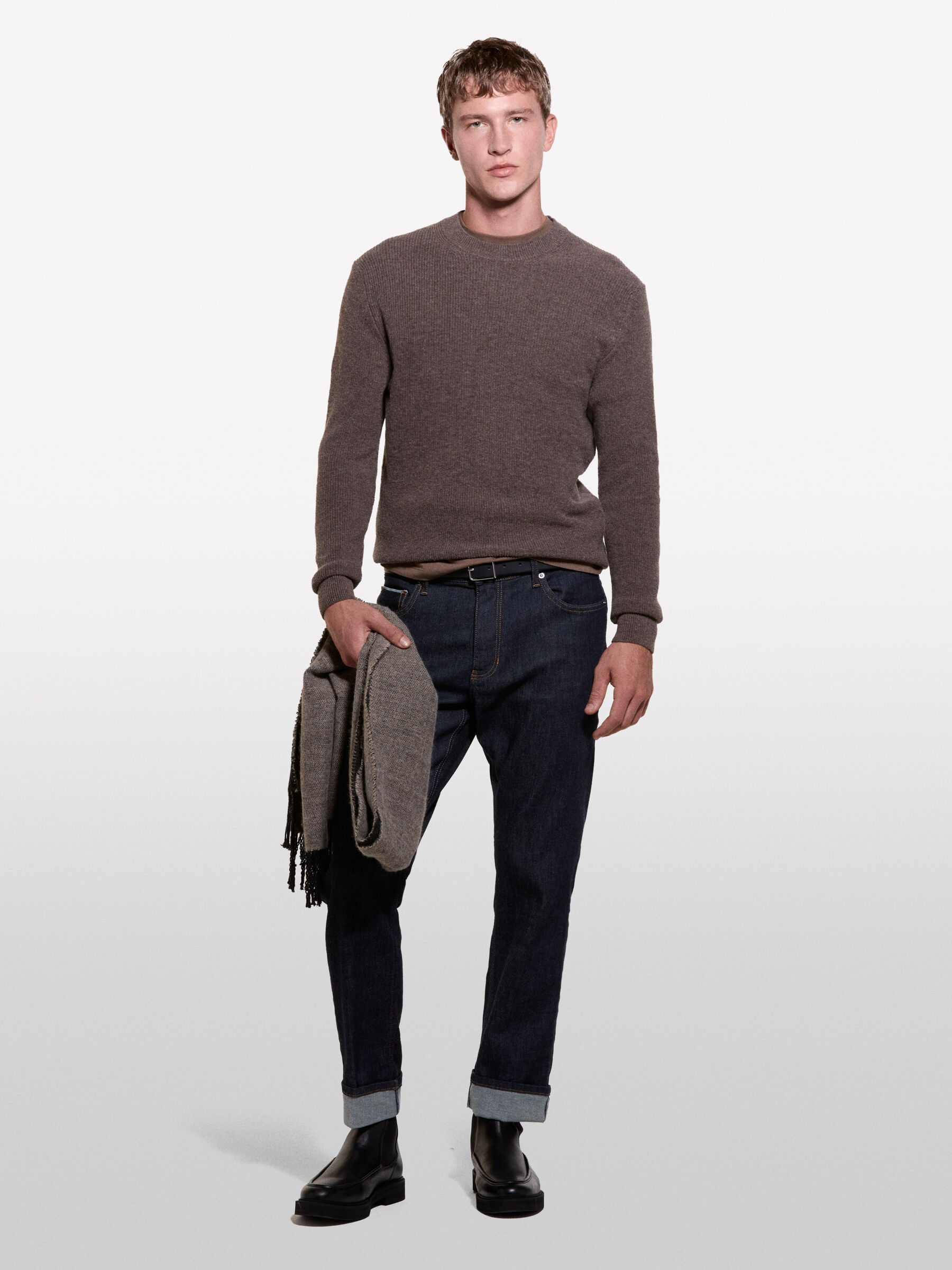 Brown crew neck sweater , Brown - Sisley
