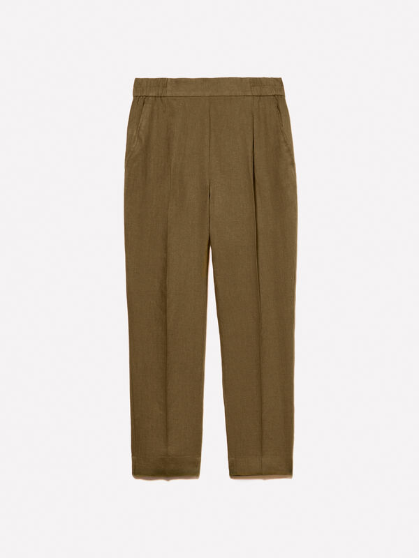 Military green joggers in 100% linen - women's joggers | Sisley