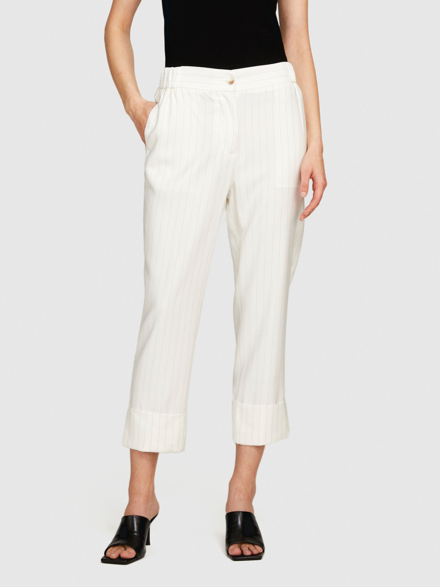 Striped flare-fit trousers Women image number null