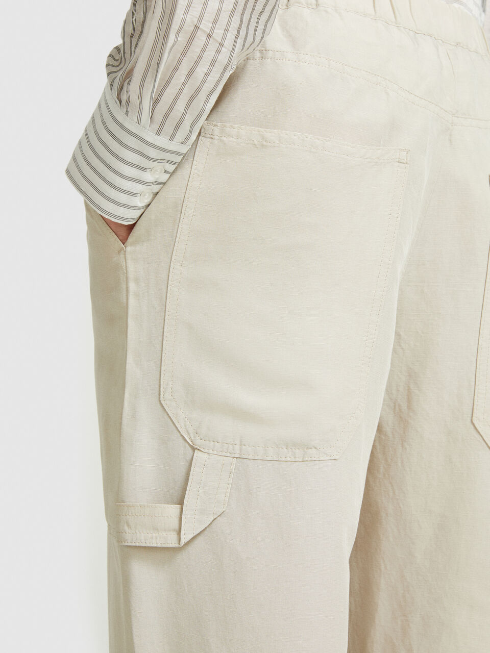 Linen blend cargo trousers Women image number null