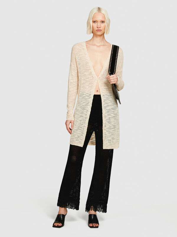 Perforated trousers with fringe - women's flared trousers | Sisley