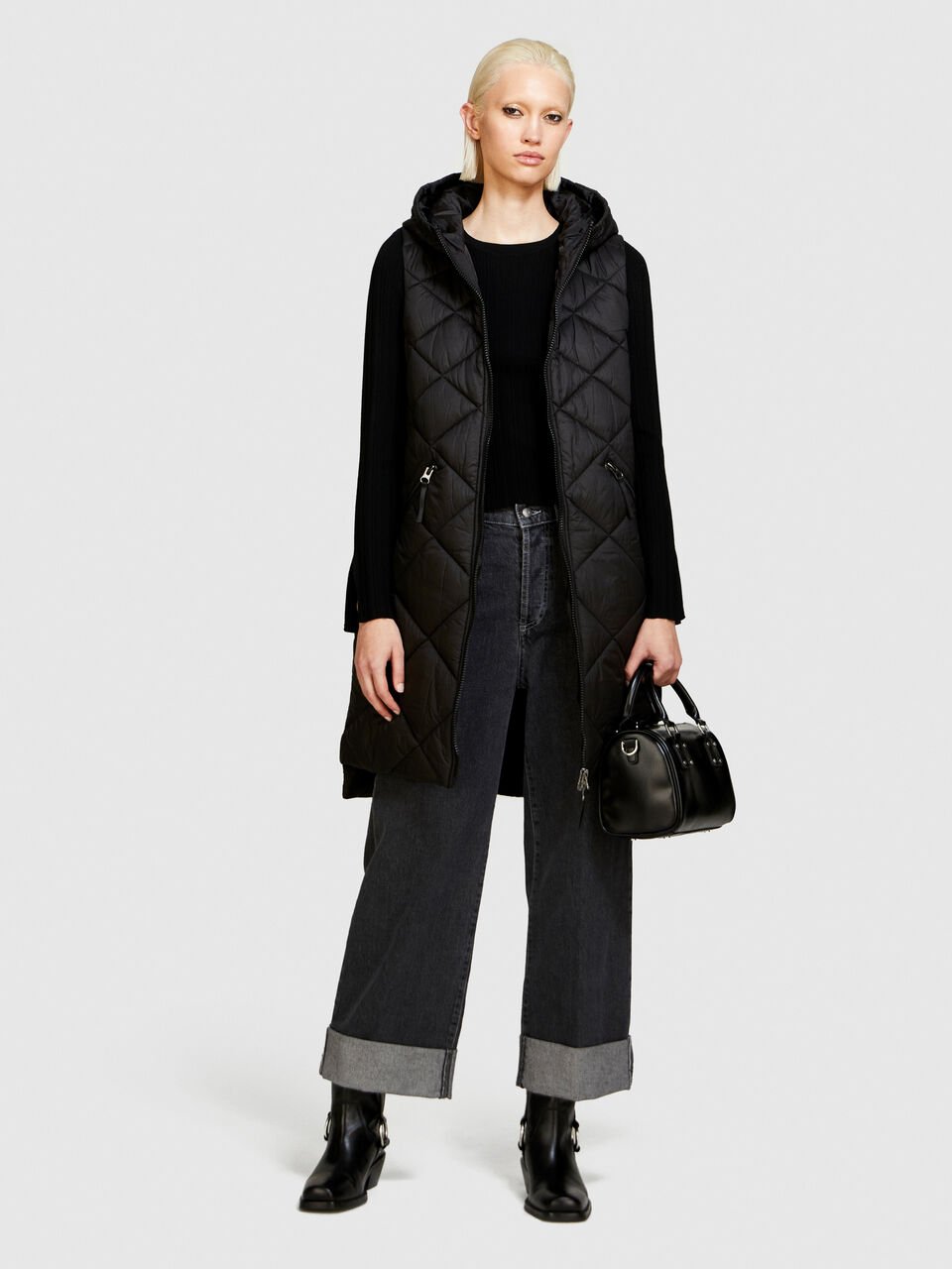 Long vest with hood Women image number null