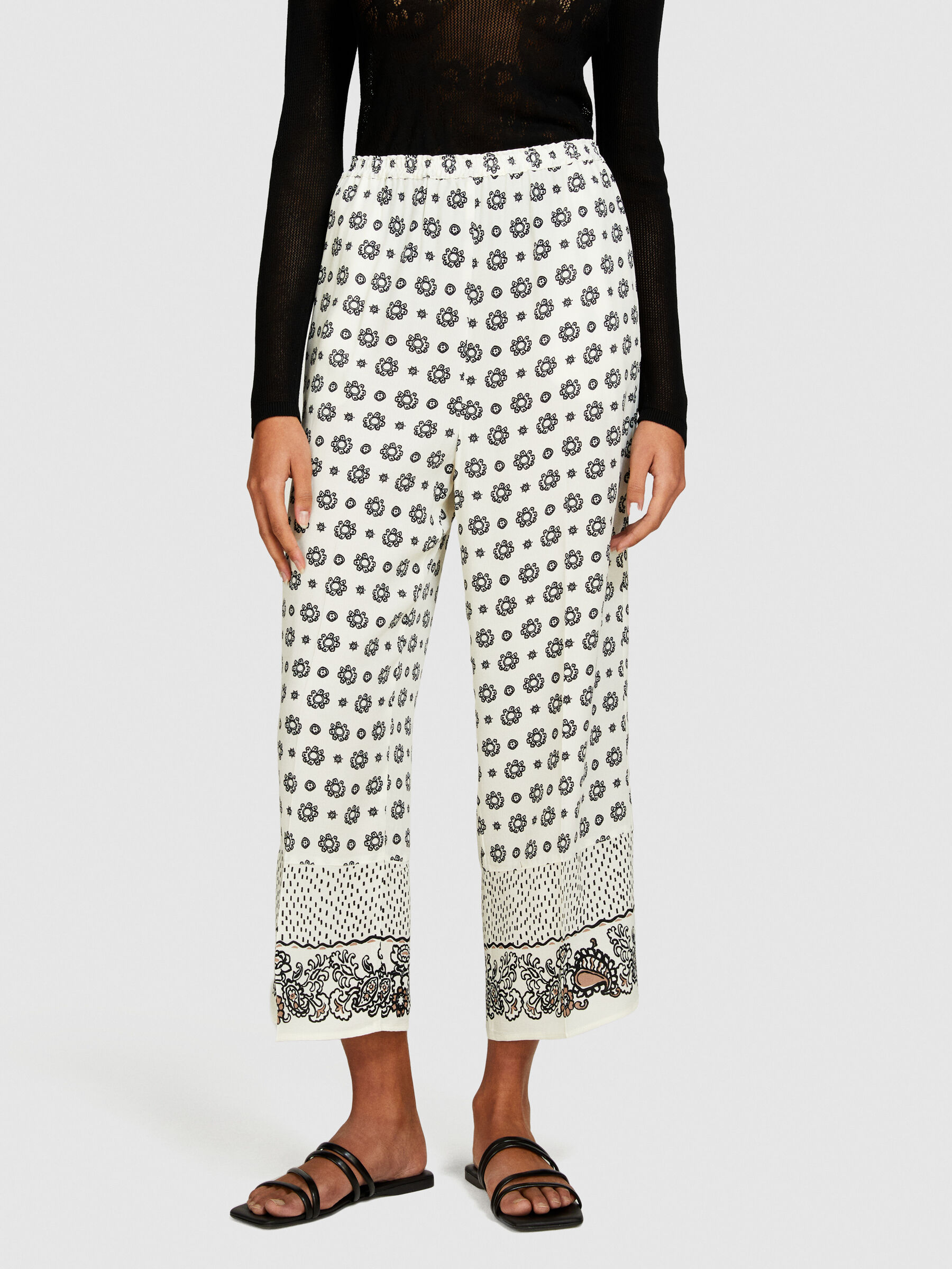 Printed satin trousers Women image number null
