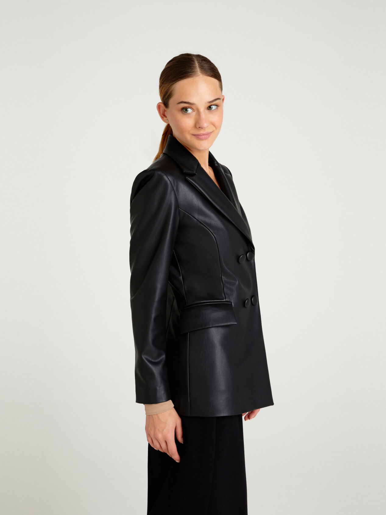 black double breasted jacket women's