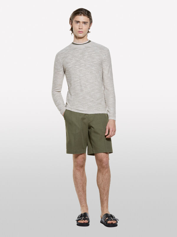 Light beige melange top - men's crew neck sweaters | Sisley