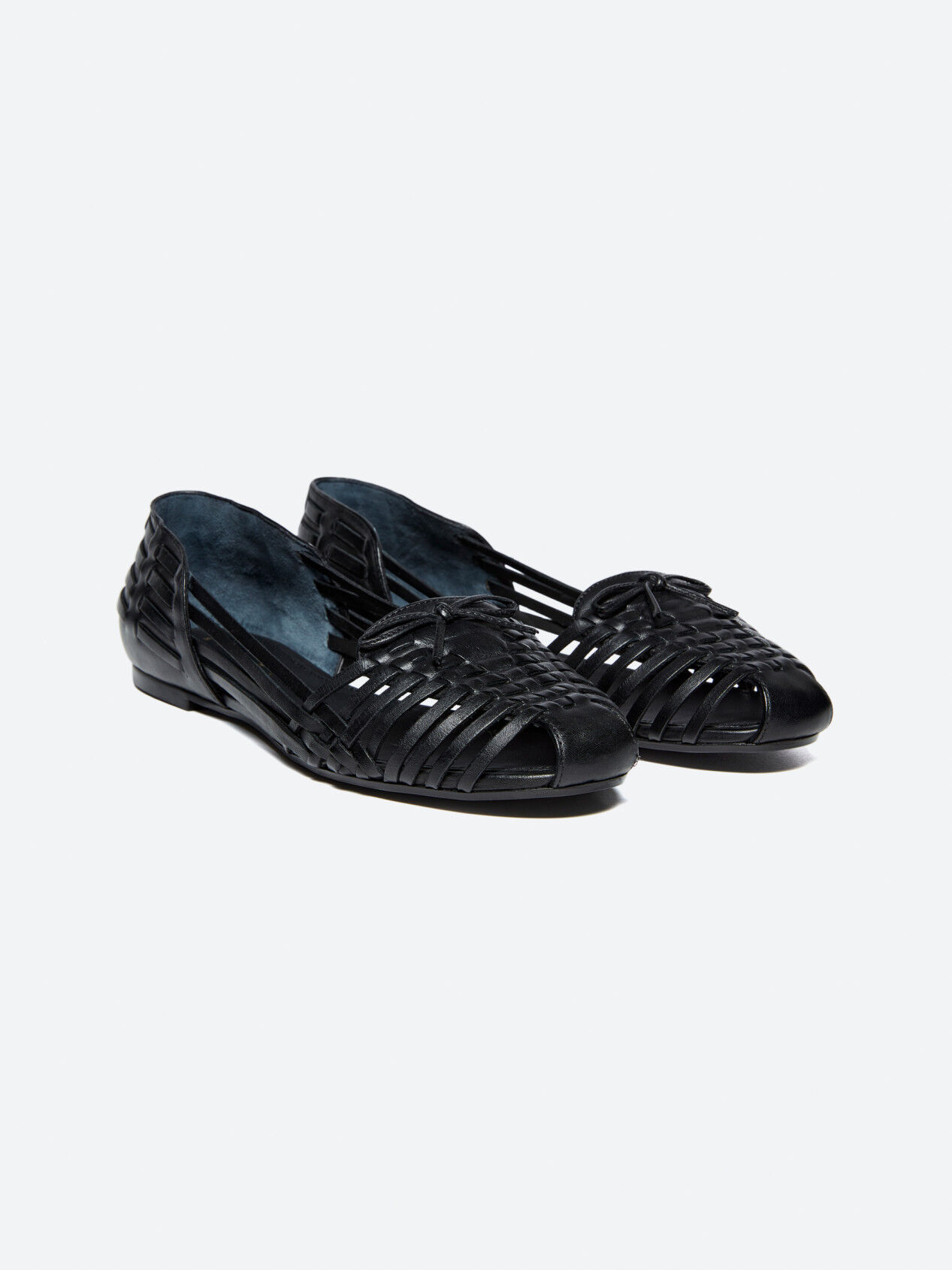 Black woven flats clearance