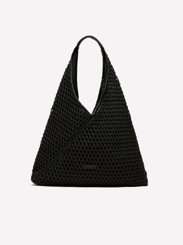Black maxi crochet look bag - women's tote bags | Sisley