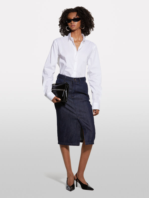 White slim fit shirt White slim fit shirt - women's shirts | Sisley