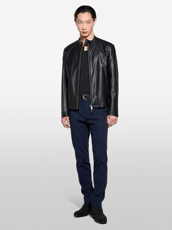 Dark blue slim fit chinos - men's chino trousers | Sisley