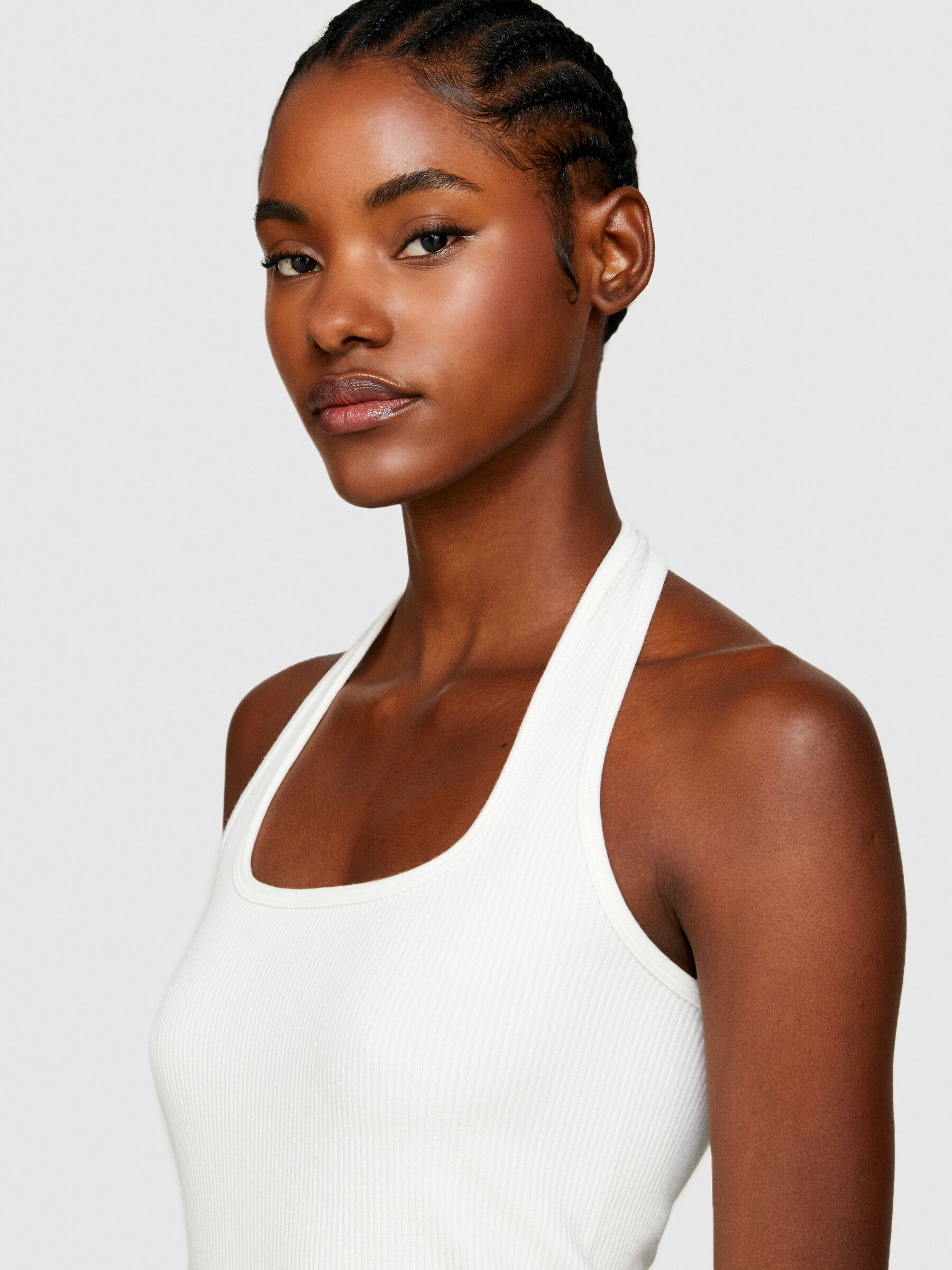 Seamless ribbed top, White - Sisley