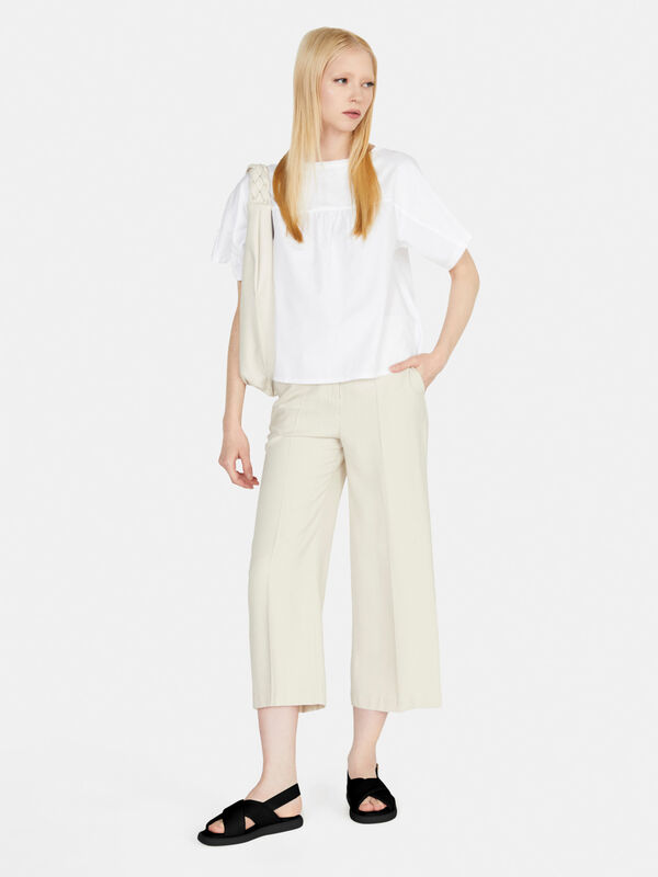 Cropped high-waisted trousers - women's cropped trousers | Sisley